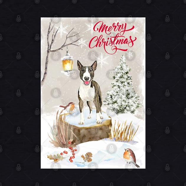 Bull Terrier Merry Christmas Santa Dog by Puppy Eyes